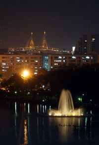 Illuminated city at night