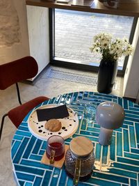 High angle view of food on table