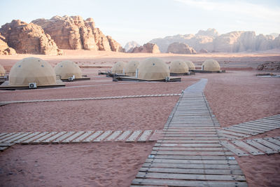 A martian landscape greets tourists in the desert