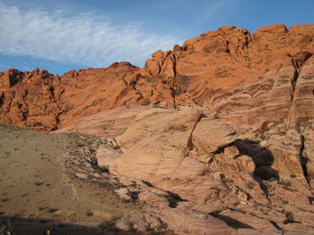 Rock formation at red rock canyon national conservation area against sky