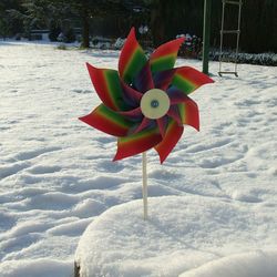 Close-up of toy in snow