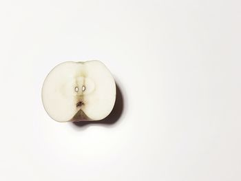 High angle view of apple against white background