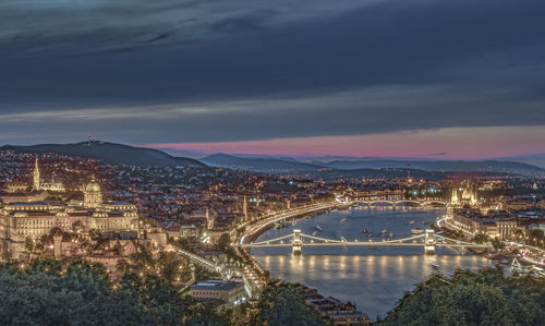 High angle view of bridge over river in city