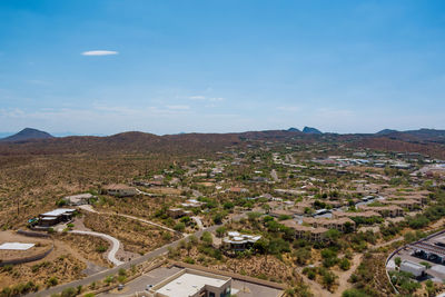 High angle view of townscape against sky