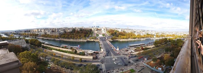 High angle view of bridge over river against sky