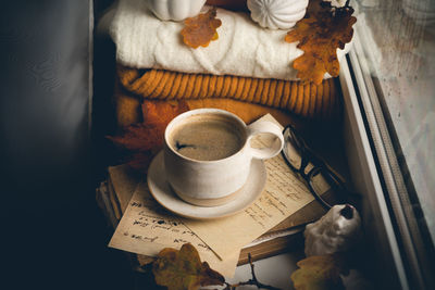 Close-up of coffee on table