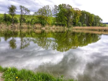 Scenic view of lake against sky