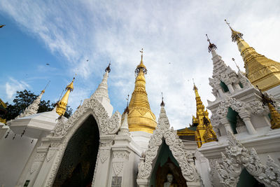 Low angle view of temple against building