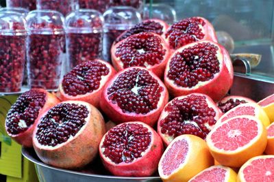 Close-up of strawberries in market