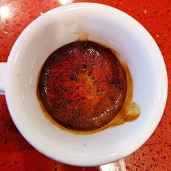 High angle view of drink in bowl on table