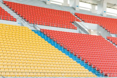 High angle view of multi colored staircase