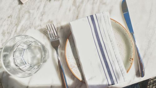 Close-up of empty plate on table