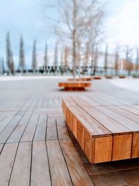 Close-up of snow on wooden table