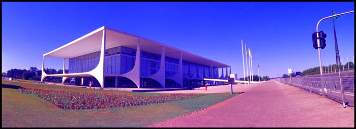 Modern building against blue sky