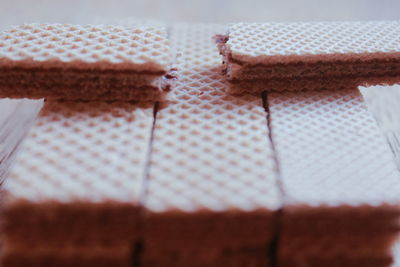 High angle view of chocolate cake on table