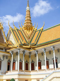 Low angle view of temple building against sky