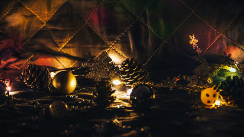 Close-up of illuminated christmas lights