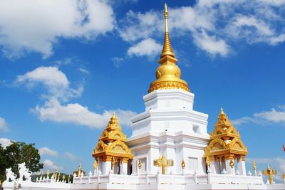 Low angle view of pagoda against sky