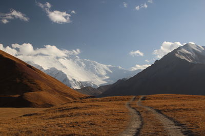 Scenic view of mountains against sky