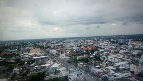 High angle view of townscape against sky