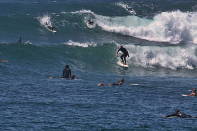 People enjoying in sea