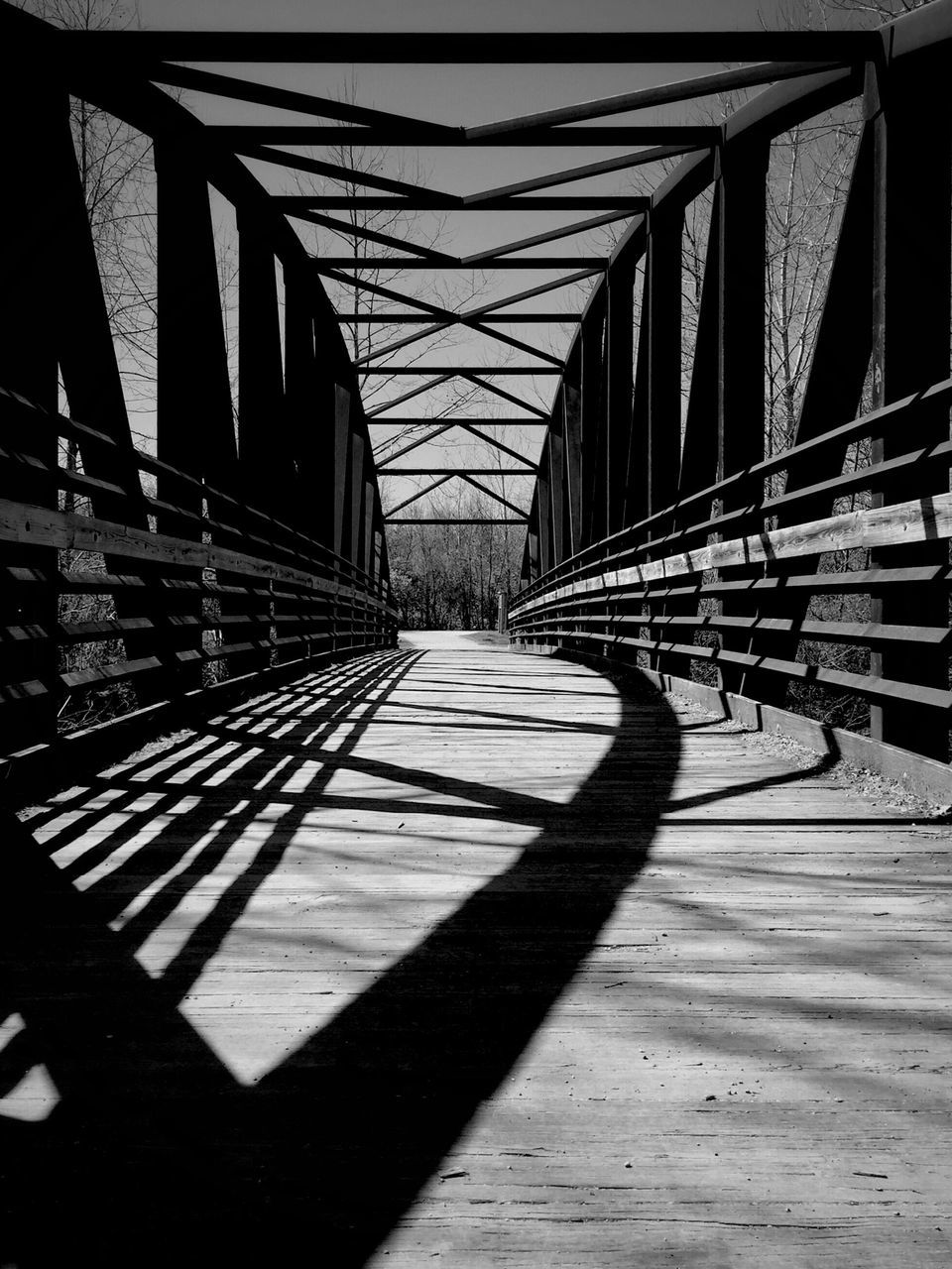 built structure, architecture, bridge - man made structure, transportation, connection, engineering, metal, diminishing perspective, the way forward, indoors, wedding, railing, long, empty, sunlight, no people, day, shadow, metallic, vanishing point