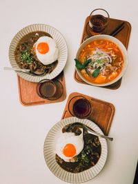 High angle view of food on table