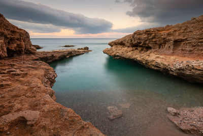 Evening seascape taken on atherina beach near goudouras village, crete