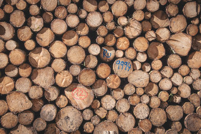 Full frame shot of logs