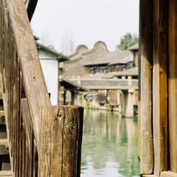 Wooden pier on lake