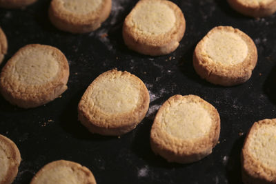 High angle view of cookies