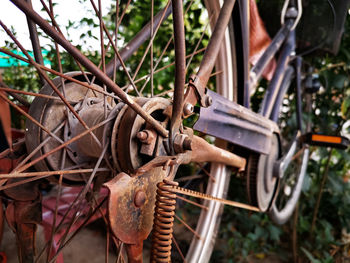 Close-up of rusty wheel