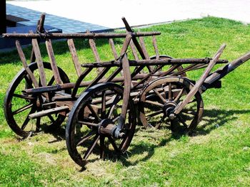 Vehicle parked on grassy field