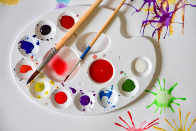 High angle view of various fruits on table