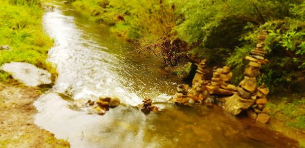 Close-up of water flowing through rocks