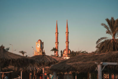 Low angle view of building against clear sky