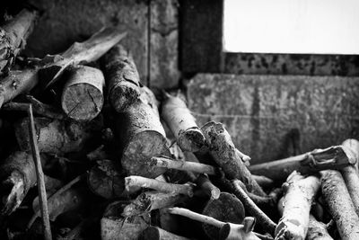 Close-up of abandoned building