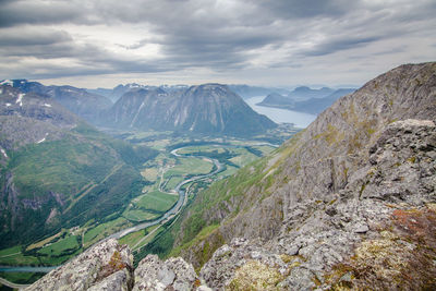 Scenic view of mountains against sky