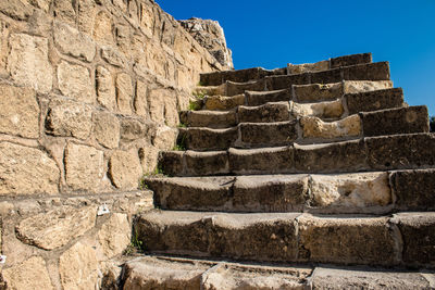 Low angle view of stone wall