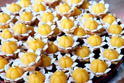 Close-up of dessert served in plate on table