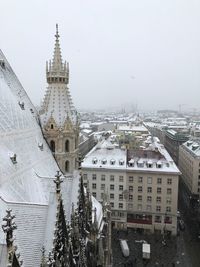 High angle view of buildings in city