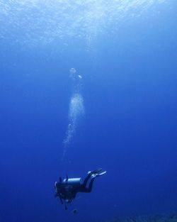 Person scuba diving in sea