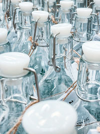 Close-up of empty glasses in kitchen