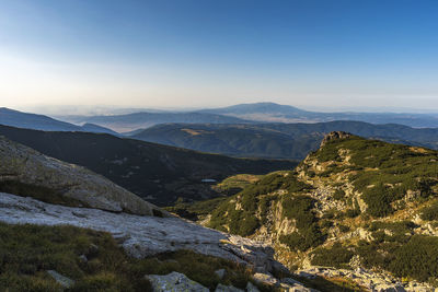 Scenic view of mountains against clear sky