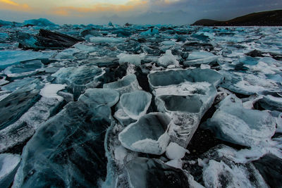 Aerial view of snow covered landscape
