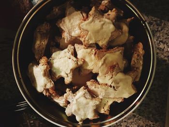 High angle view of food in bowl