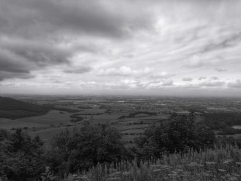 High angle view of townscape against sky