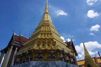 Low angle view of temple building against sky