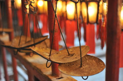 Close-up of red hanging light