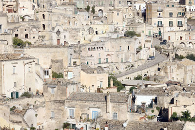 High angle view of buildings in city